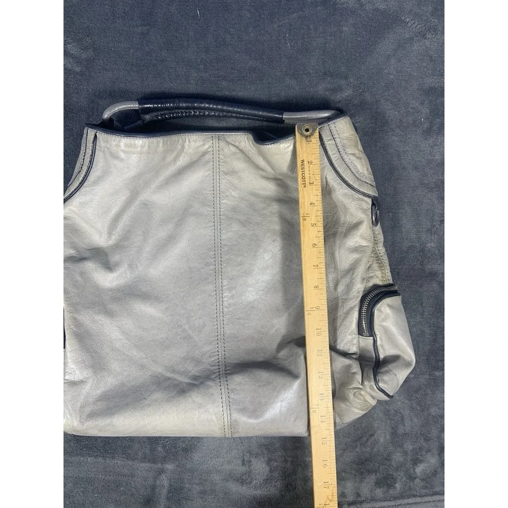 Vintage Coach‎ Large Grey Leather Hobo Purse Handbag Purple Interior